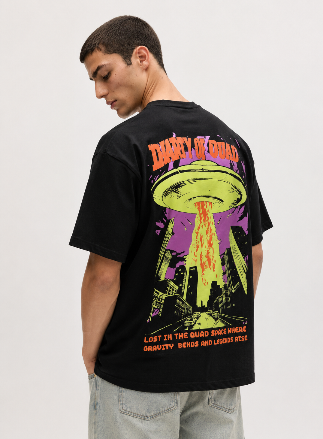 Diary of QUAD - Oversized Drop Shoulder T-Shirt - Black