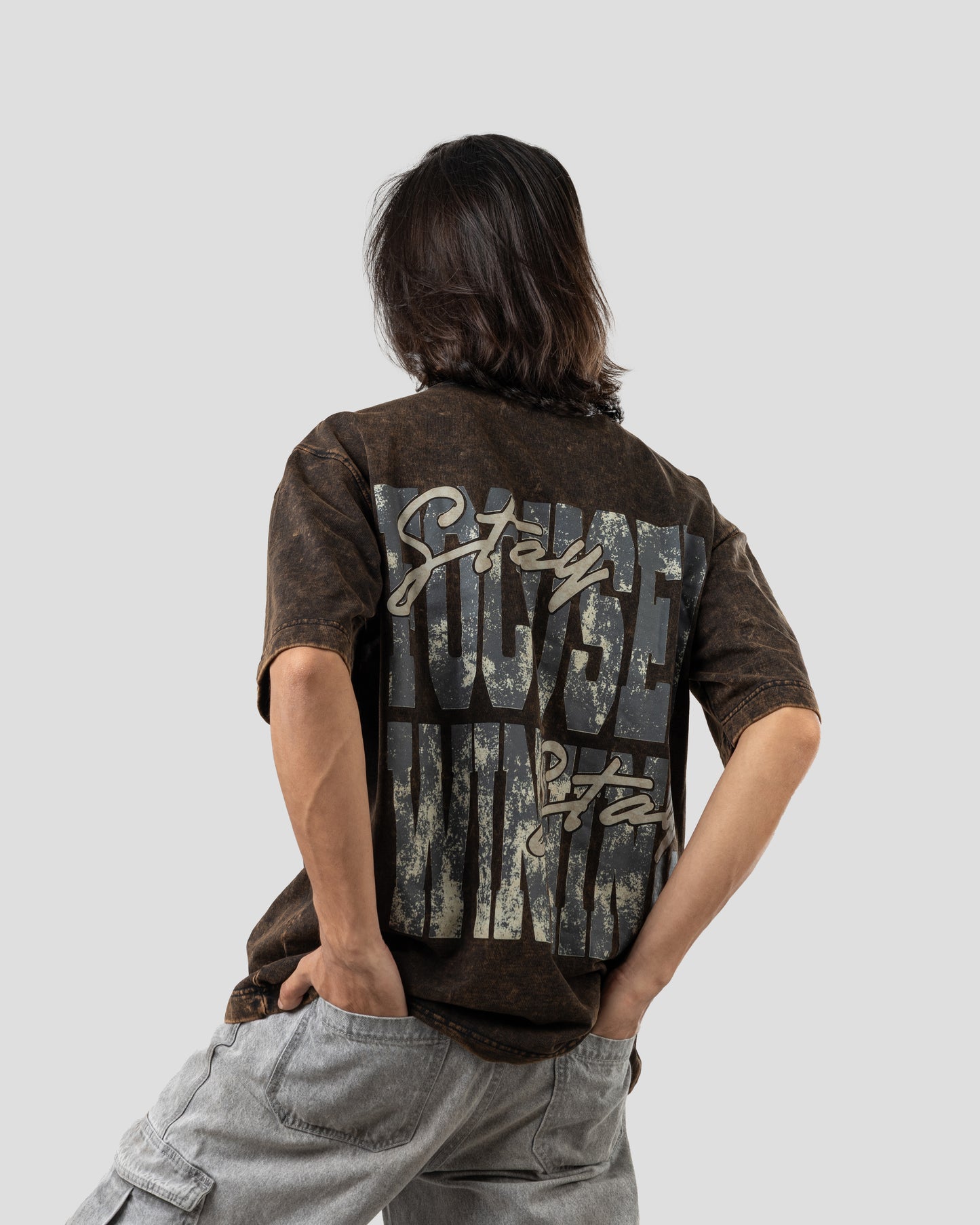 Born Again - Oversized Drop Shoulder T-Shirt - Stone Black