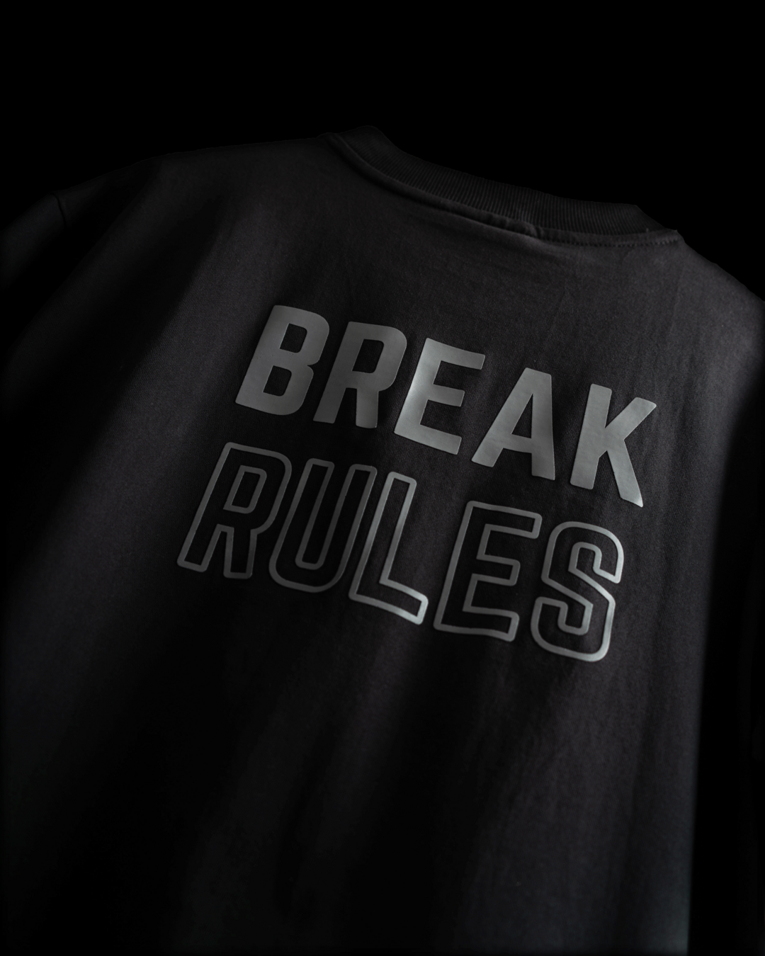 Break Rules Black Oversized Dropshoulder T-Shirt