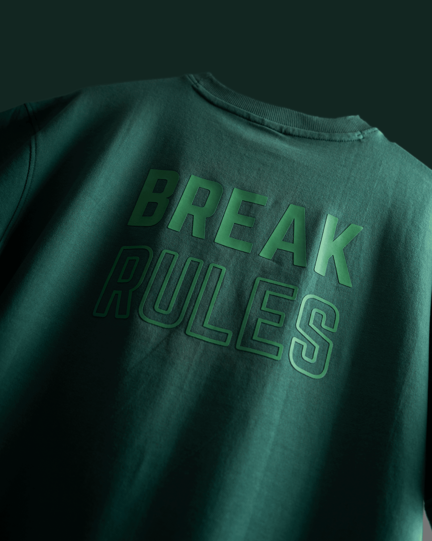 Break Rules Green Oversized Dropshoulder T-Shirt