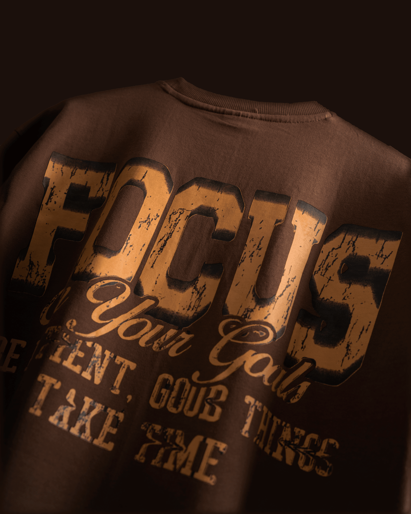 Focus Brown Oversized Dropshoulder T-Shirt