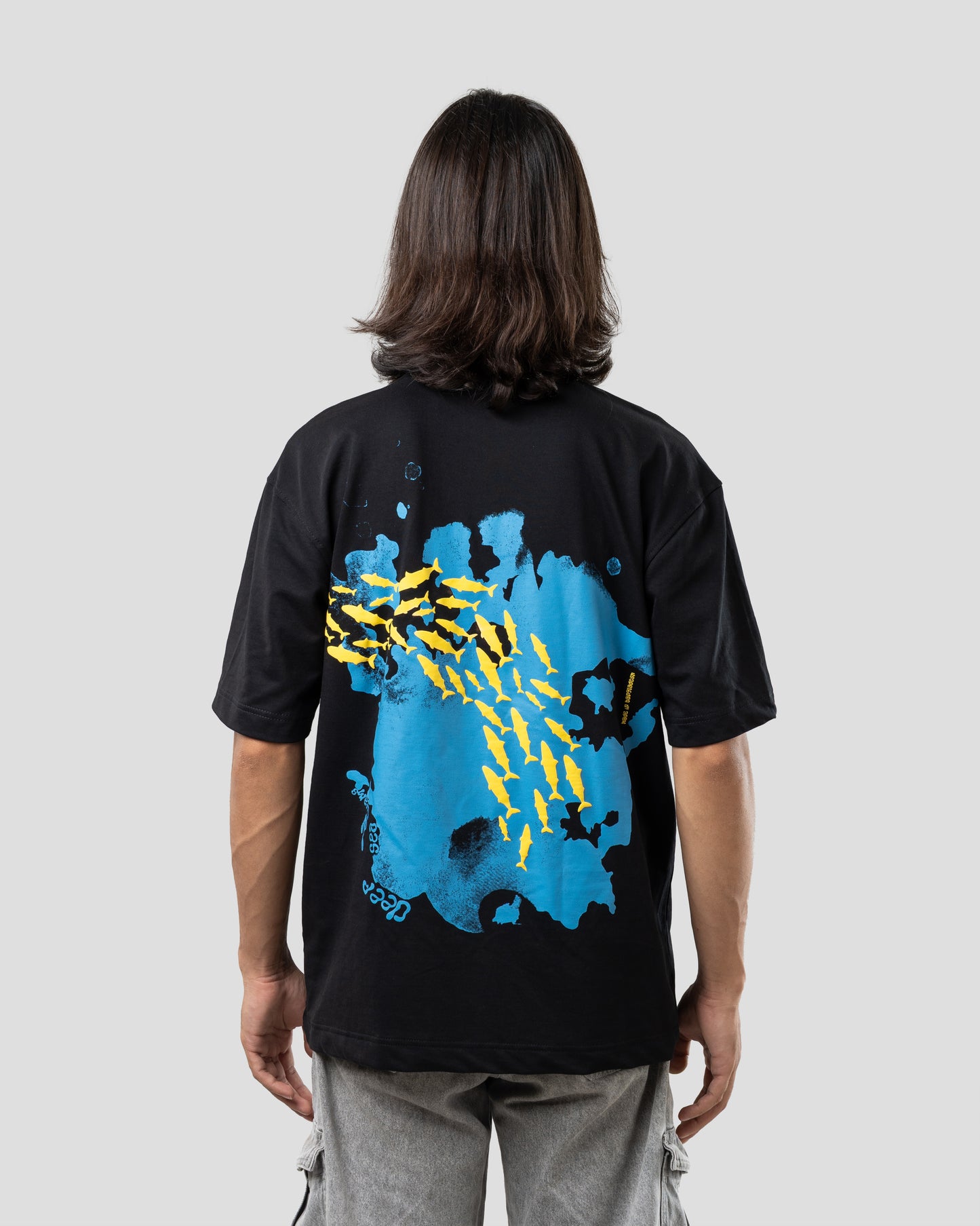 Deep Ocean - Oversized Drop Shoulder T-Shirt - Black