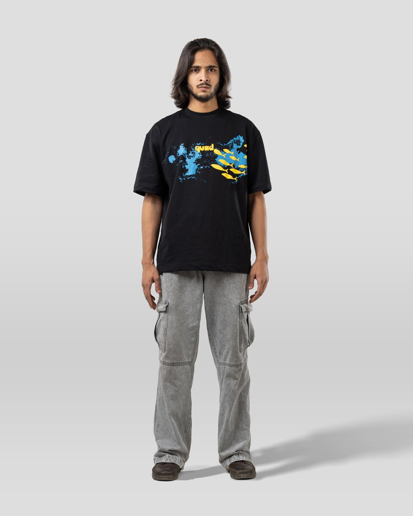 Deep Ocean - Oversized Drop Shoulder T-Shirt - Black