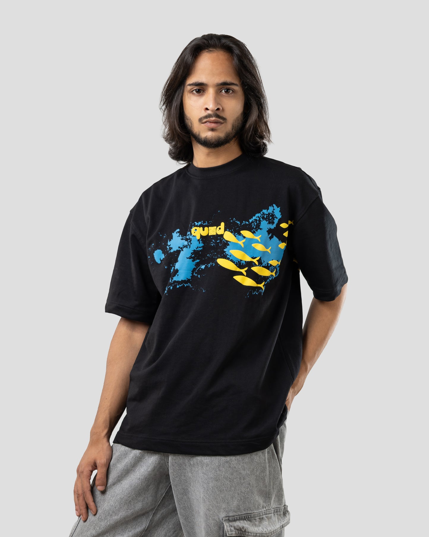 Deep Ocean - Oversized Drop Shoulder T-Shirt - Black