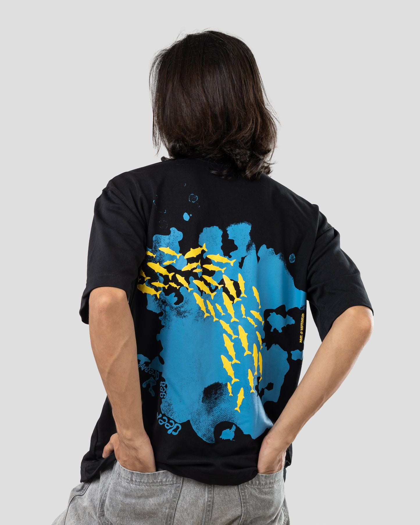Deep Ocean - Oversized Drop Shoulder T-Shirt - Black