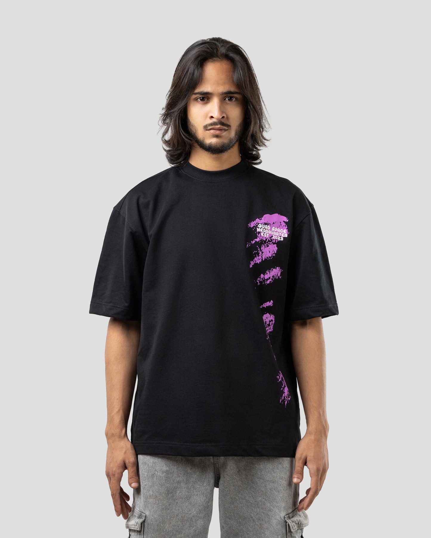 Diary of QUAD - Oversized Drop Shoulder T-Shirt - Black