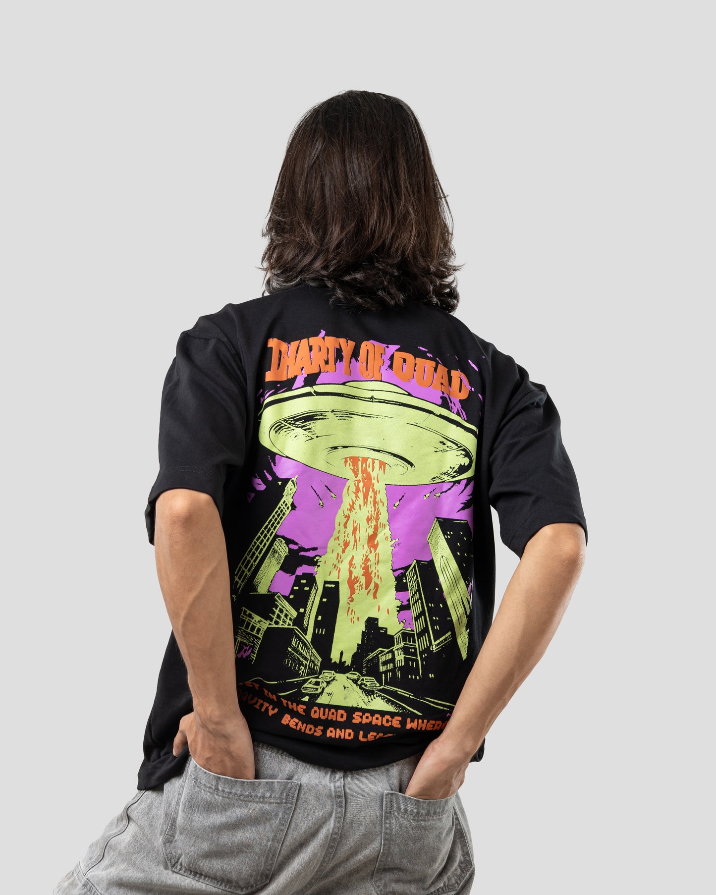 Diary of QUAD - Oversized Drop Shoulder T-Shirt - Black