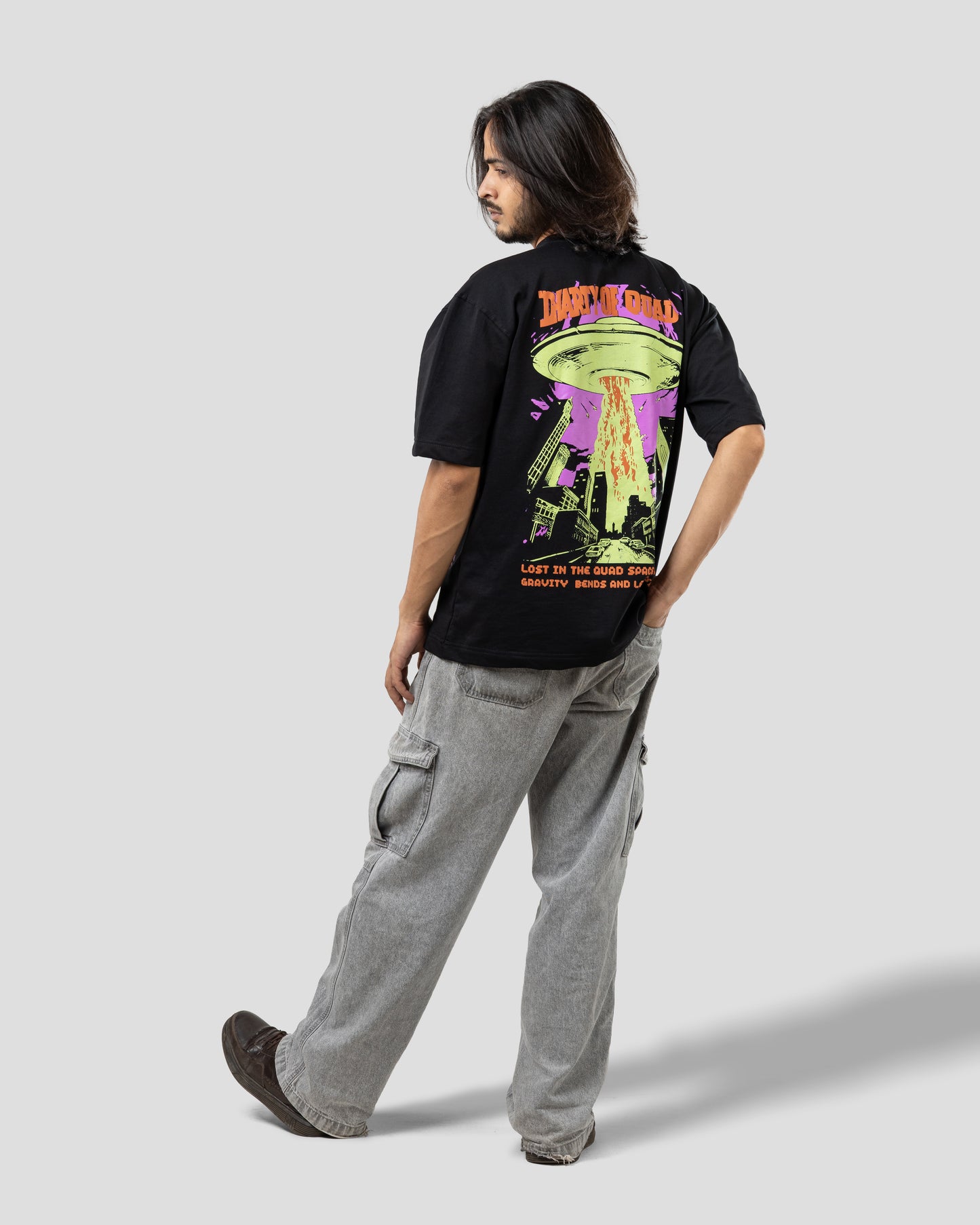 Diary of QUAD - Oversized Drop Shoulder T-Shirt - Black