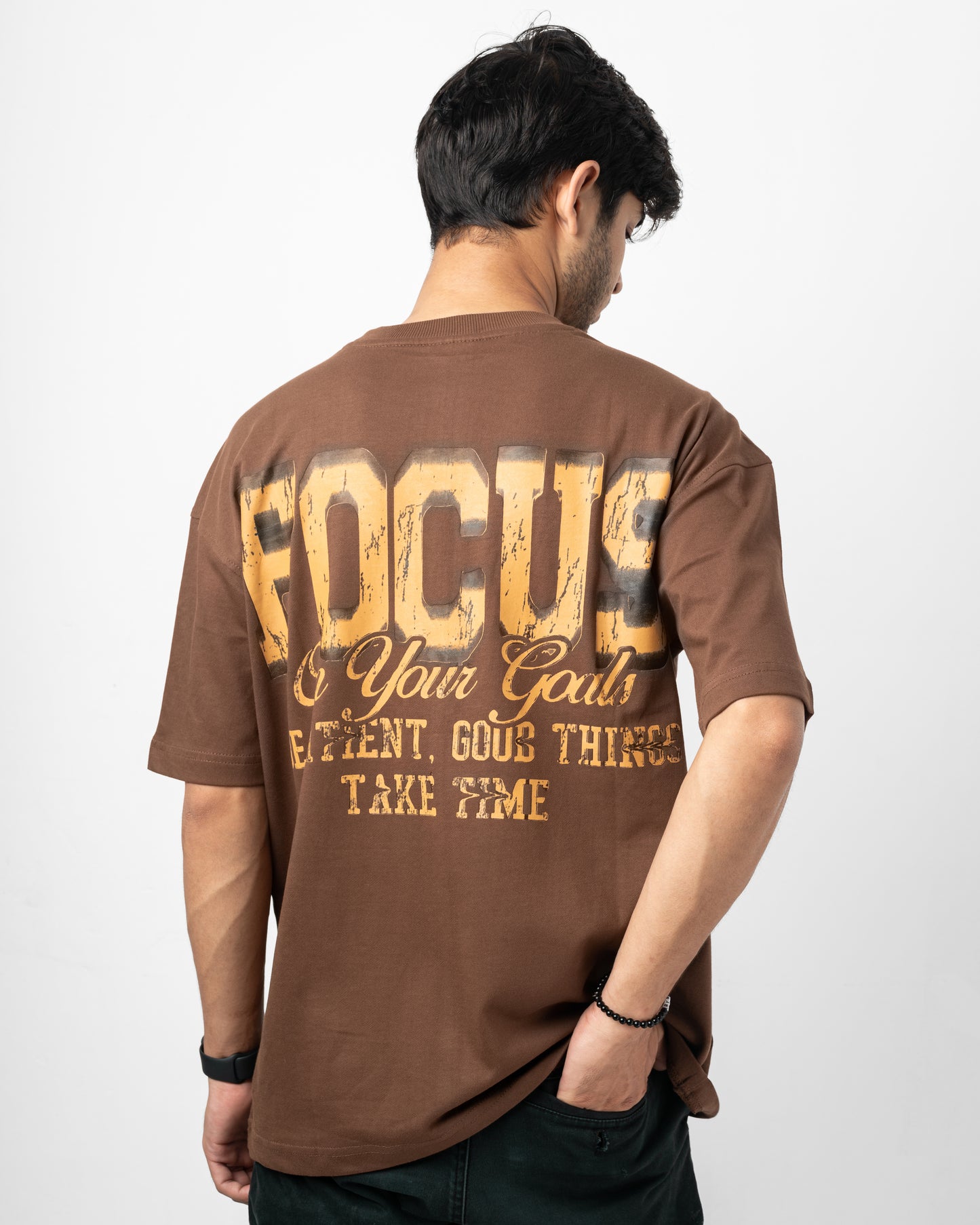 Focus Brown Oversized Dropshoulder T-Shirt
