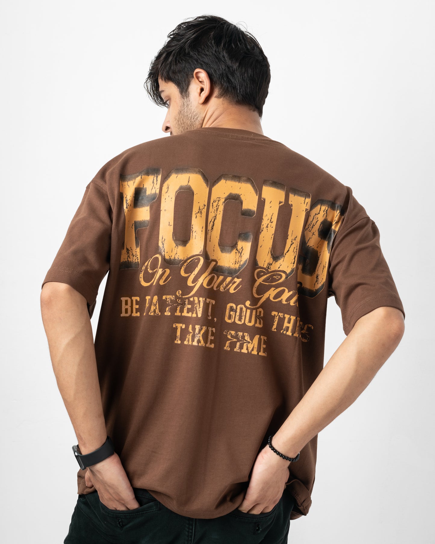 Focus Brown Oversized Dropshoulder T-Shirt