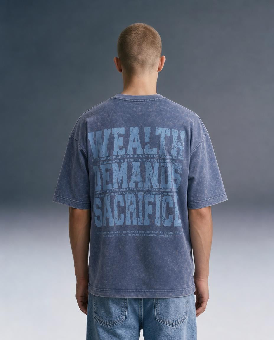 Sacrifice Stone Wash - Boxy T-Shirt - Steal Blue