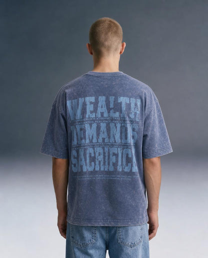 Sacrifice Stone Wash - Boxy T-Shirt - Steal Blue