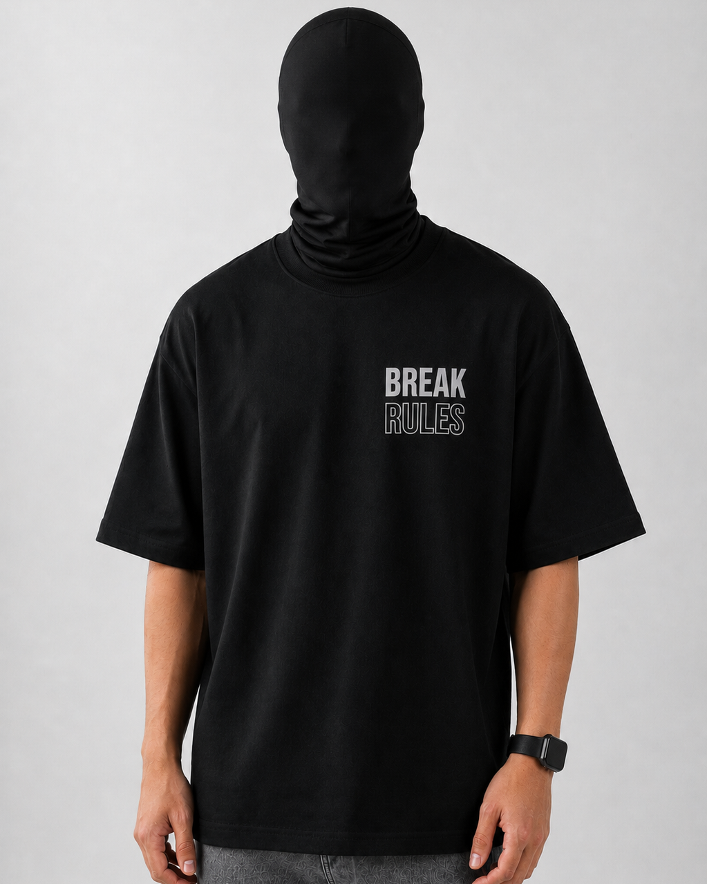 Break Rules Black Oversized Dropshoulder T-Shirt
