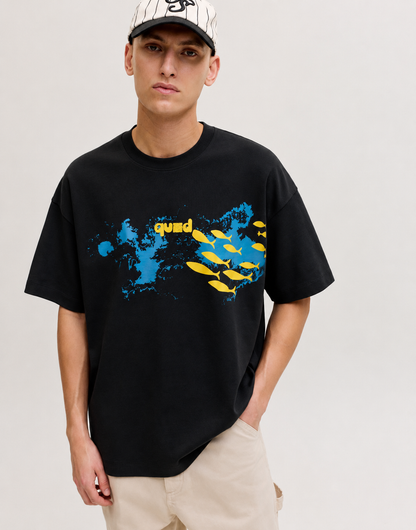 Deep Ocean - Oversized Drop Shoulder T-Shirt -  Black