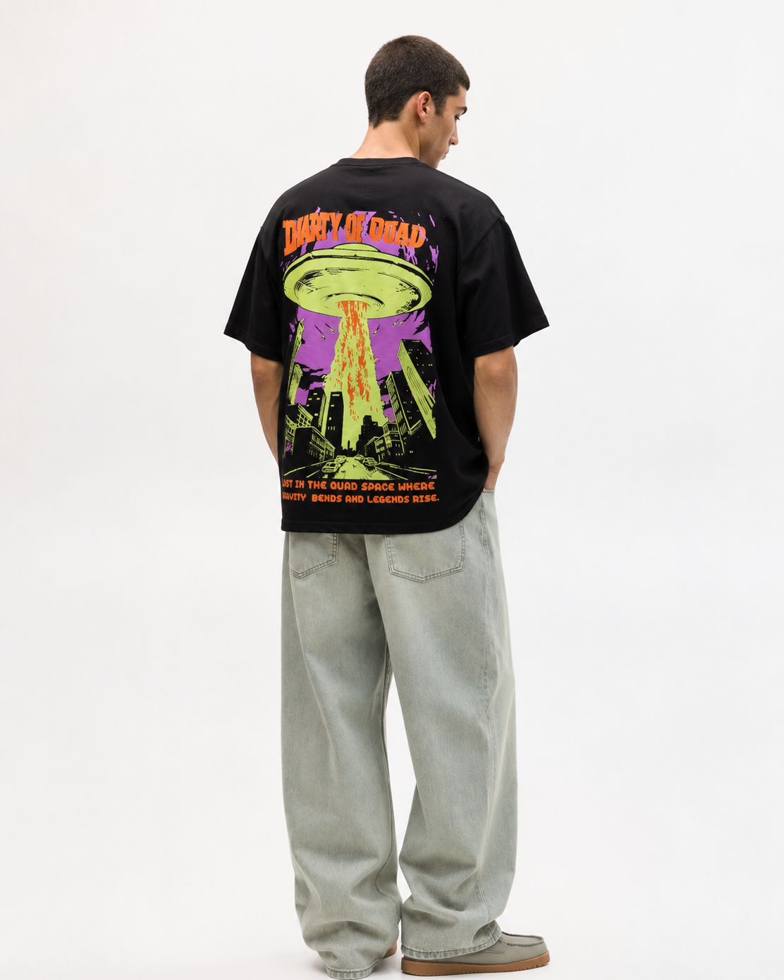 Diary of QUAD - Oversized Drop Shoulder T-Shirt - Black