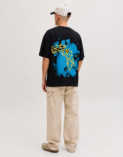 Deep Ocean - Oversized Drop Shoulder T-Shirt -  Black
