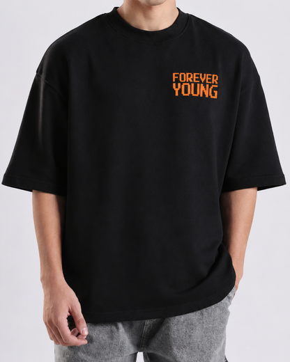 Forever Young Ember Orange Minimal Oversized T-Shirt