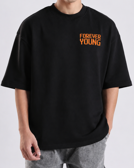 Forever Young Ember Orange Minimal Oversized T-Shirt