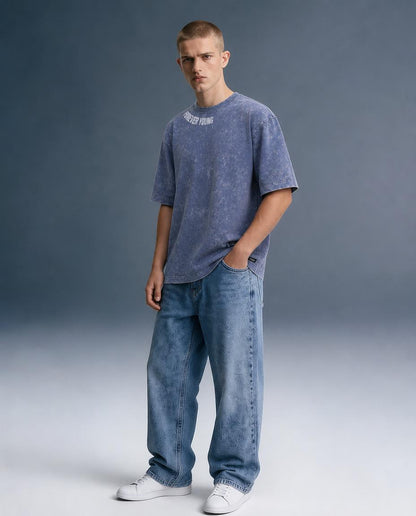 Sacrifice Stone Wash - Boxy T-Shirt - Steal Blue
