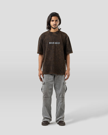 Born Again - Oversized Drop Shoulder T-Shirt - Stone Black