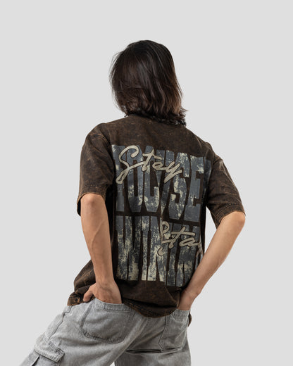 Born Again - Oversized Drop Shoulder T-Shirt - Stone Black