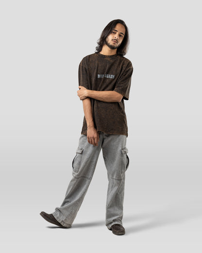 Born Again - Oversized Drop Shoulder T-Shirt - Stone Black
