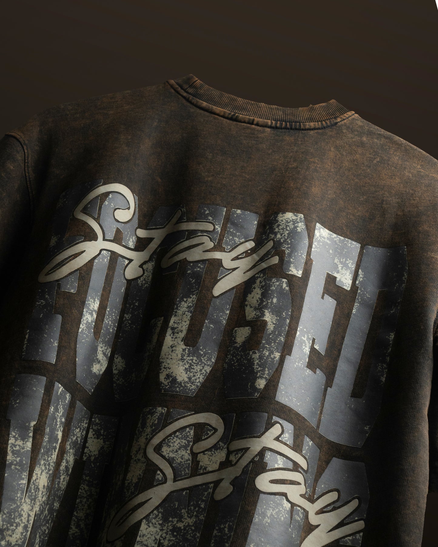 Born Again - Oversized Drop Shoulder T-Shirt - Stone Black