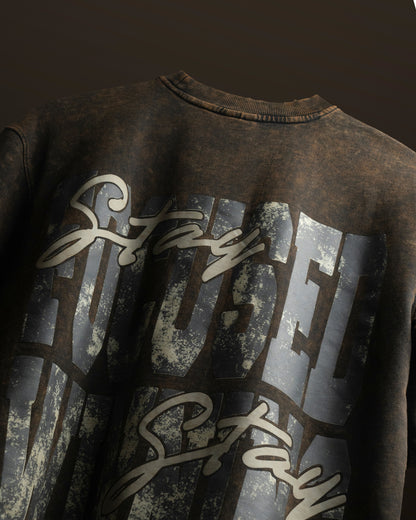 Born Again - Oversized Drop Shoulder T-Shirt - Stone Black