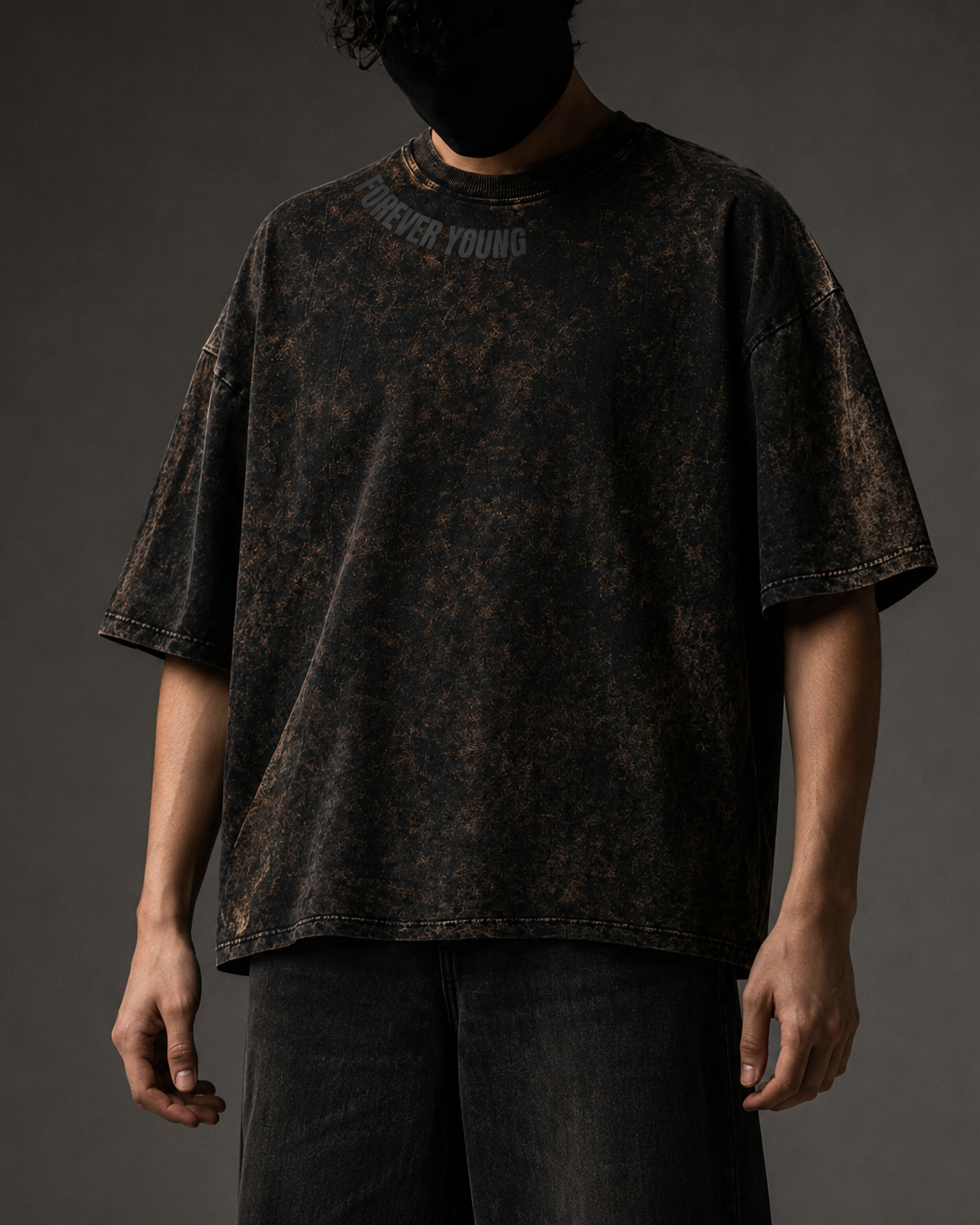 Forever Young Stone Wash - Oversized T-Shirt - Coal Black