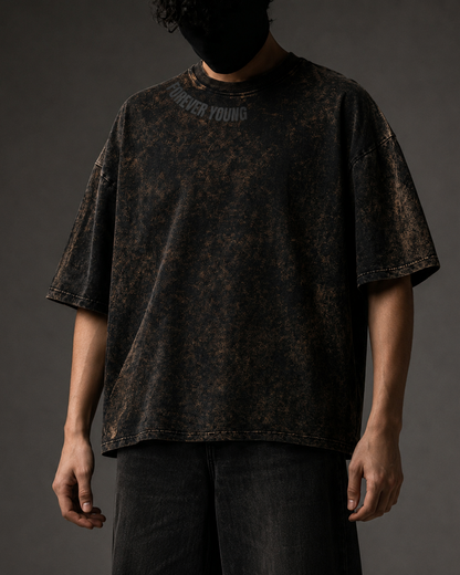 Forever Young Stone Wash - Oversized T-Shirt - Coal Black