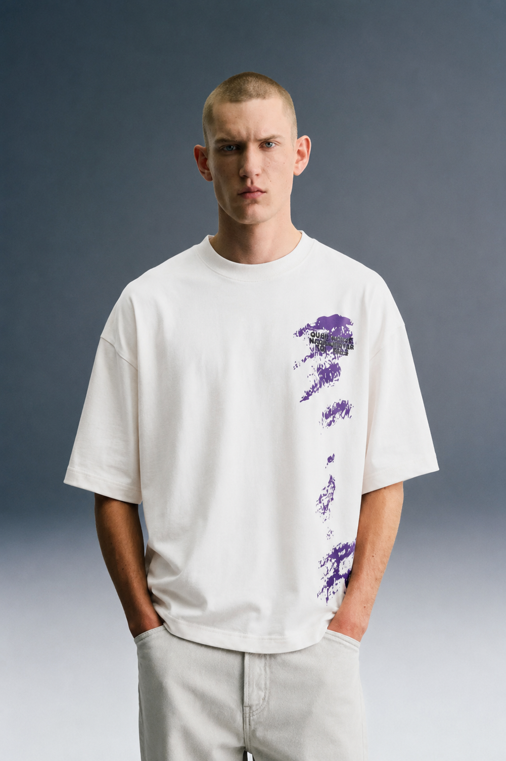 Diary of QUAD - Oversized Drop Shoulder T-Shirt - White