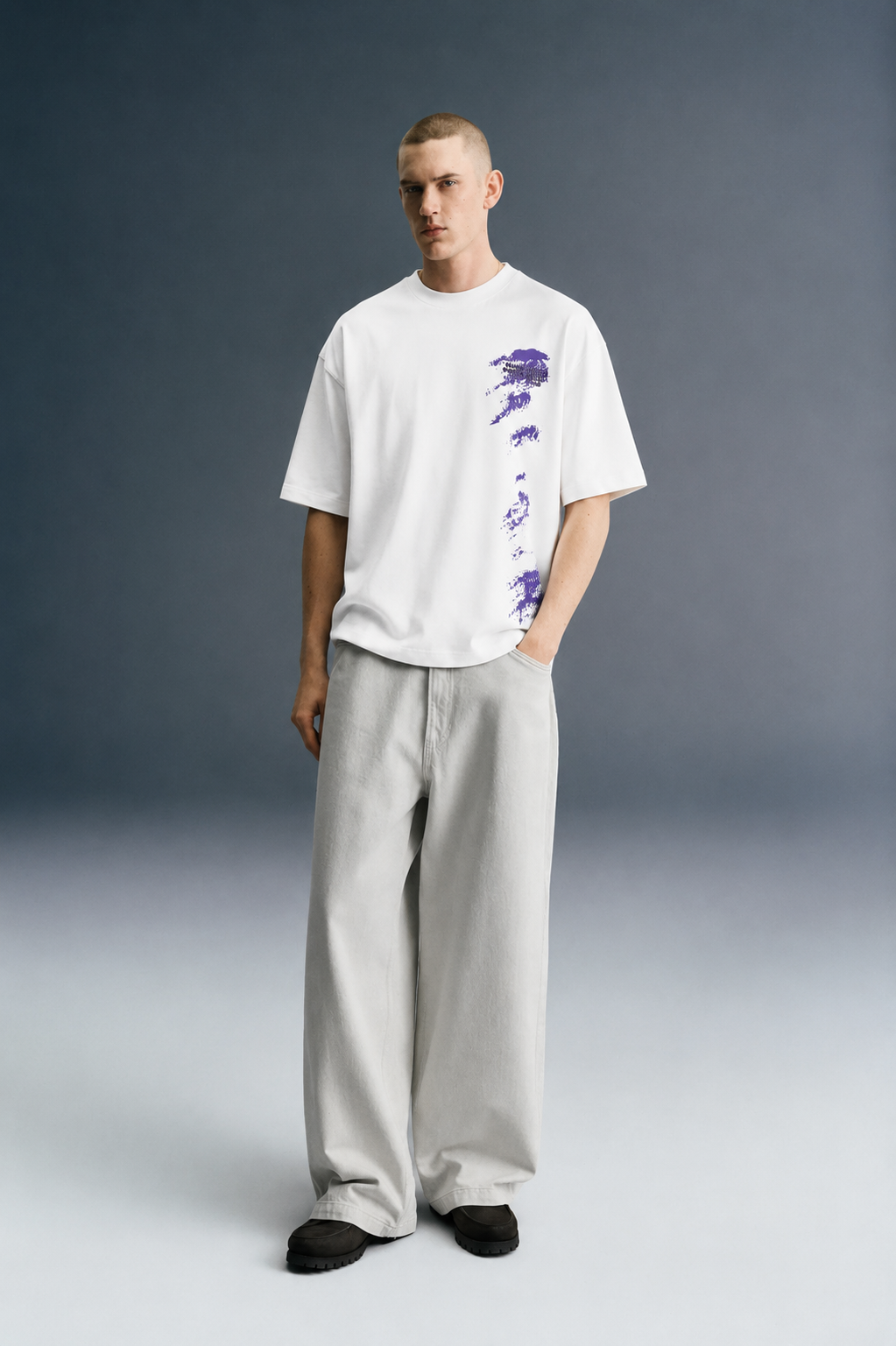 Diary of QUAD - Oversized Drop Shoulder T-Shirt - White