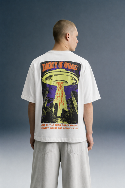 Diary of QUAD - Oversized Drop Shoulder T-Shirt - White