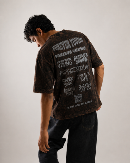 Forever Young Stone Wash - Oversized T-Shirt - Coal Black