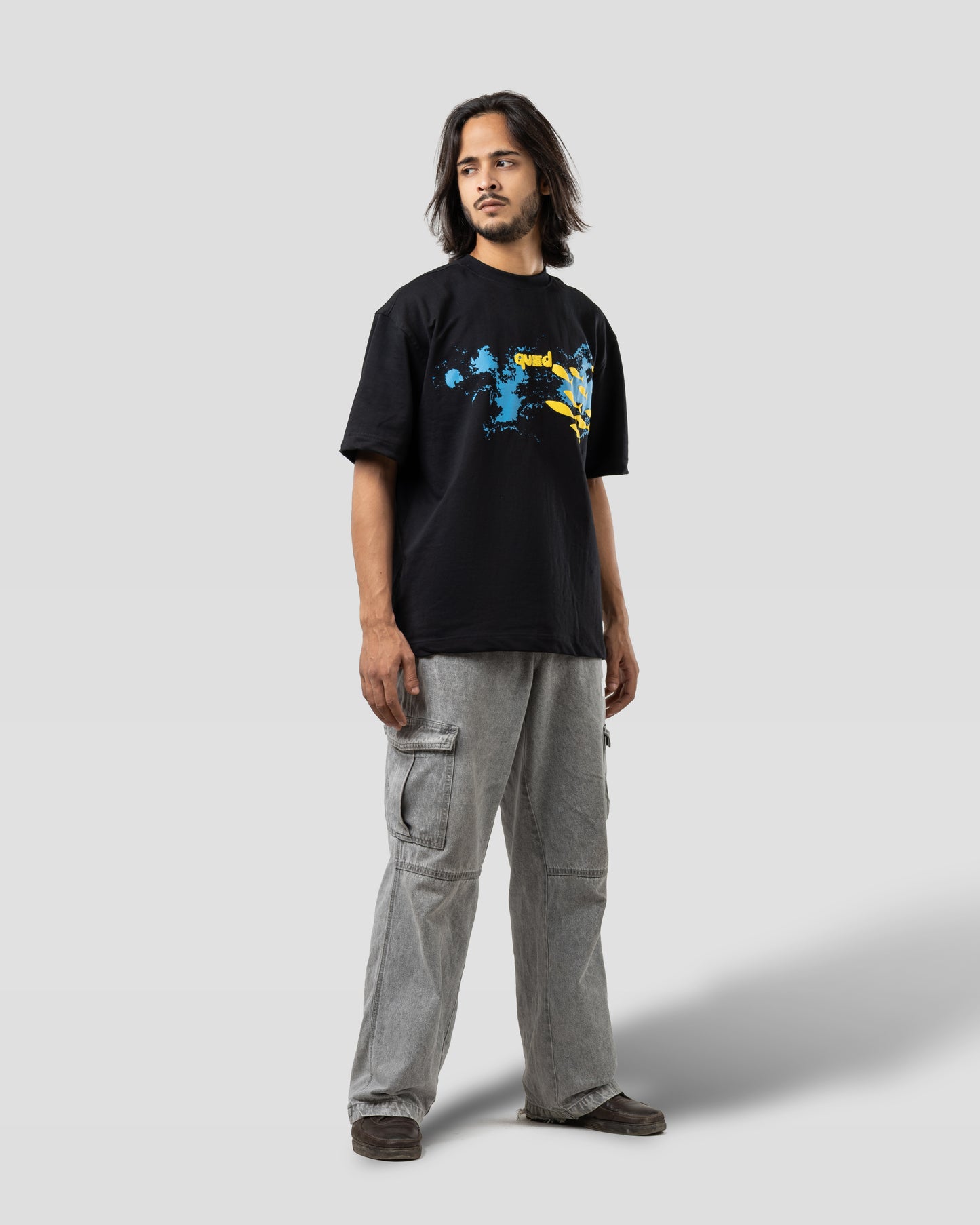 Deep Ocean - Oversized Drop Shoulder T-Shirt -  Black