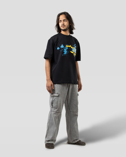 Deep Ocean - Oversized Drop Shoulder T-Shirt -  Black