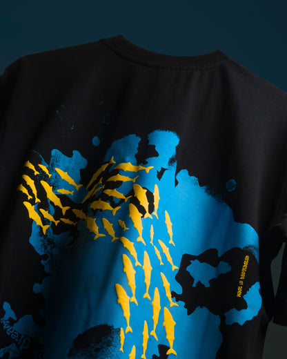Deep Ocean - Oversized Drop Shoulder T-Shirt -  Black