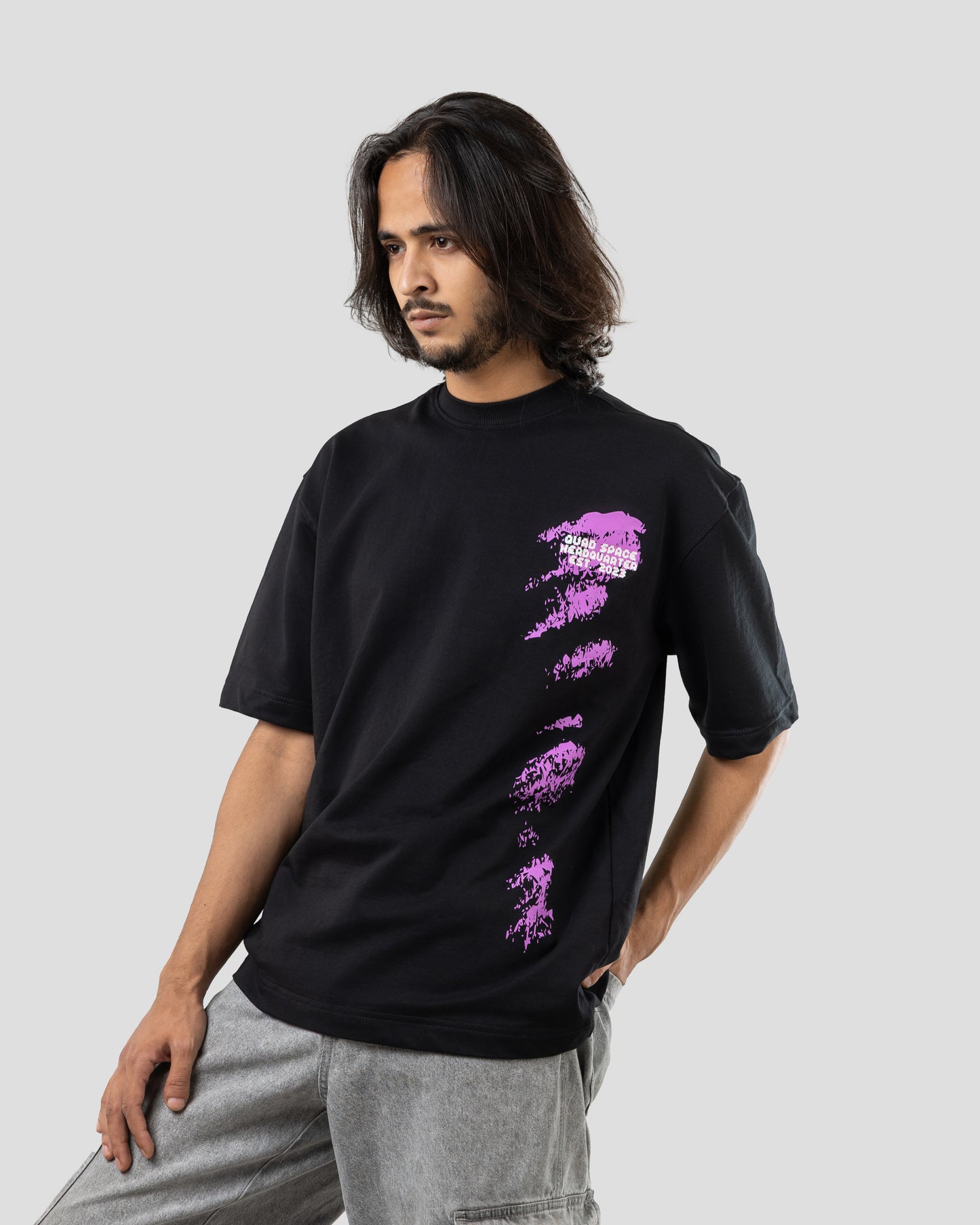 Diary of QUAD - Oversized Drop Shoulder T-Shirt - Black