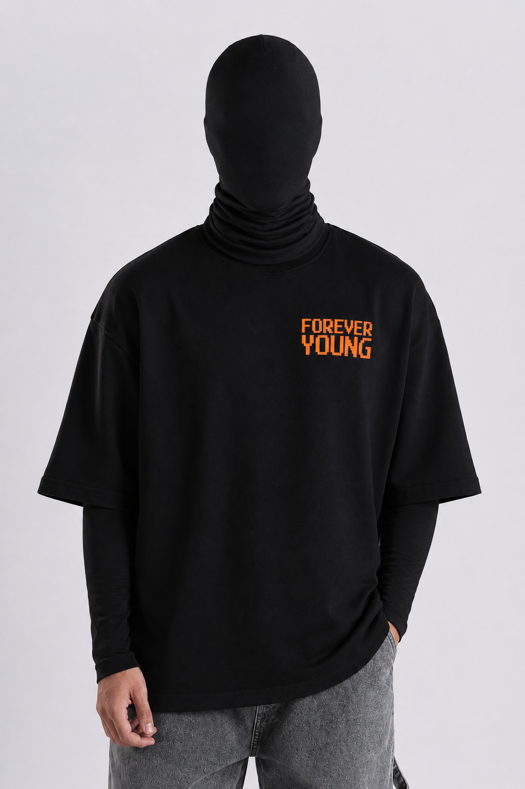 Forever Young Ember Orange Minimal Oversized T-Shirt