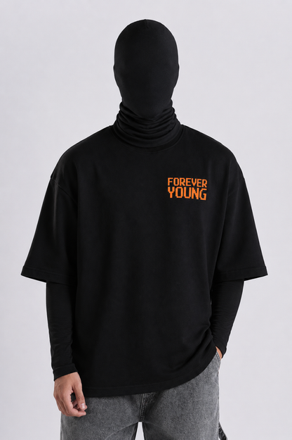 Forever Young Ember Orange Minimal Oversized T-Shirt