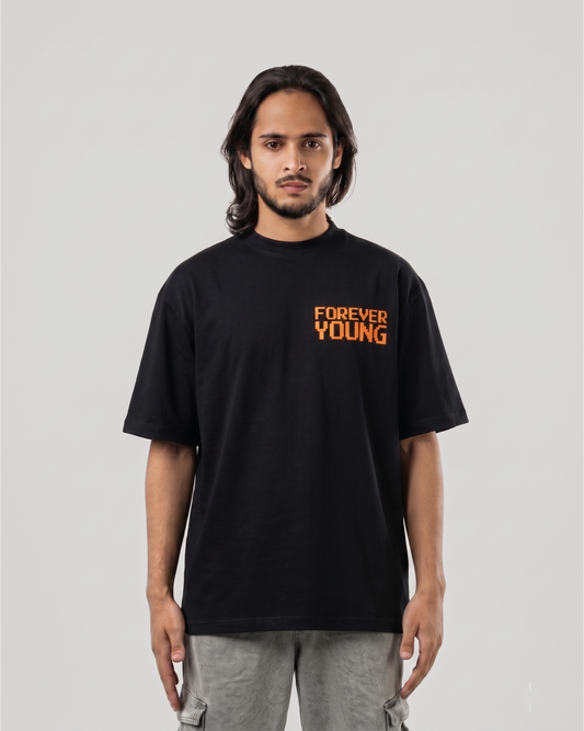 Forever Young Ember Orange Minimal Oversized T-Shirt