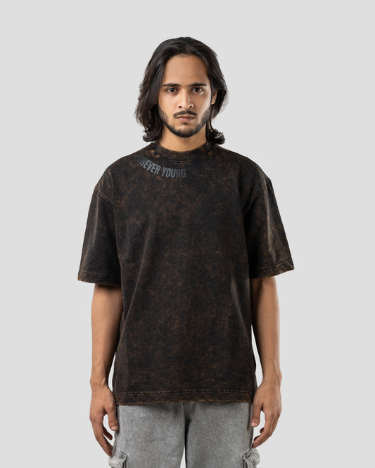 Forever Young Stone Wash - Oversized T-Shirt - Coal Black