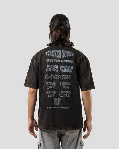 Forever Young Stone Wash - Oversized T-Shirt - Coal Black