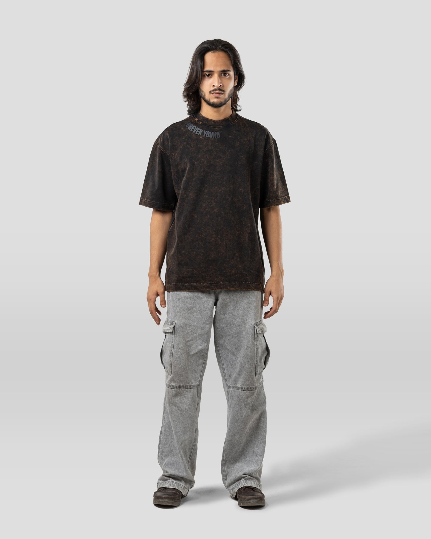Forever Young Stone Wash - Oversized T-Shirt - Coal Black