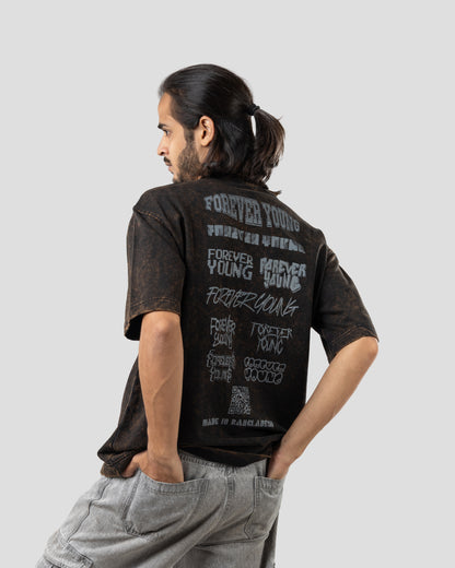 Forever Young Stone Wash - Oversized T-Shirt - Coal Black