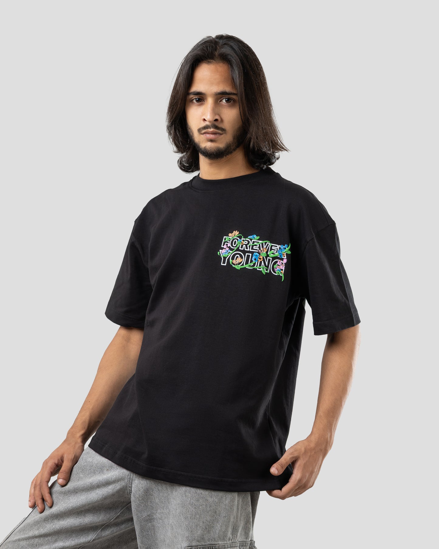 Forever Young - Drop Shoulder T-Shirt - CMYK Black