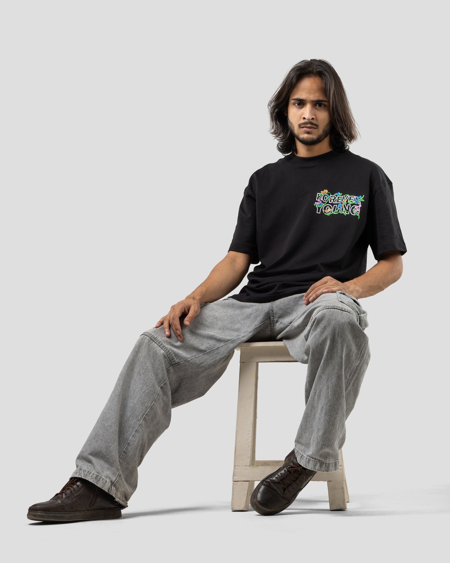 Forever Young - Drop Shoulder T-Shirt - CMYK Black