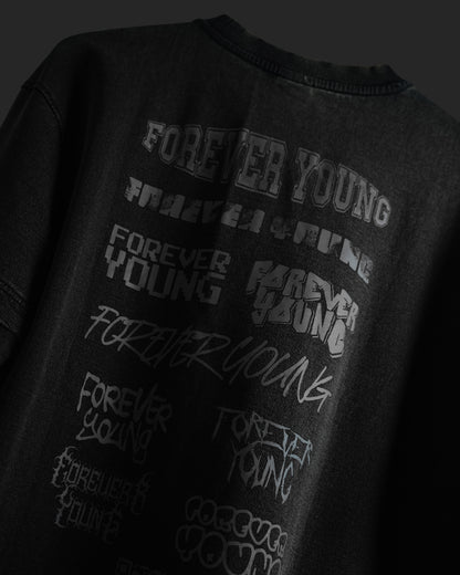 Forever Young Stone Wash - Oversized T-Shirt - Coal Black