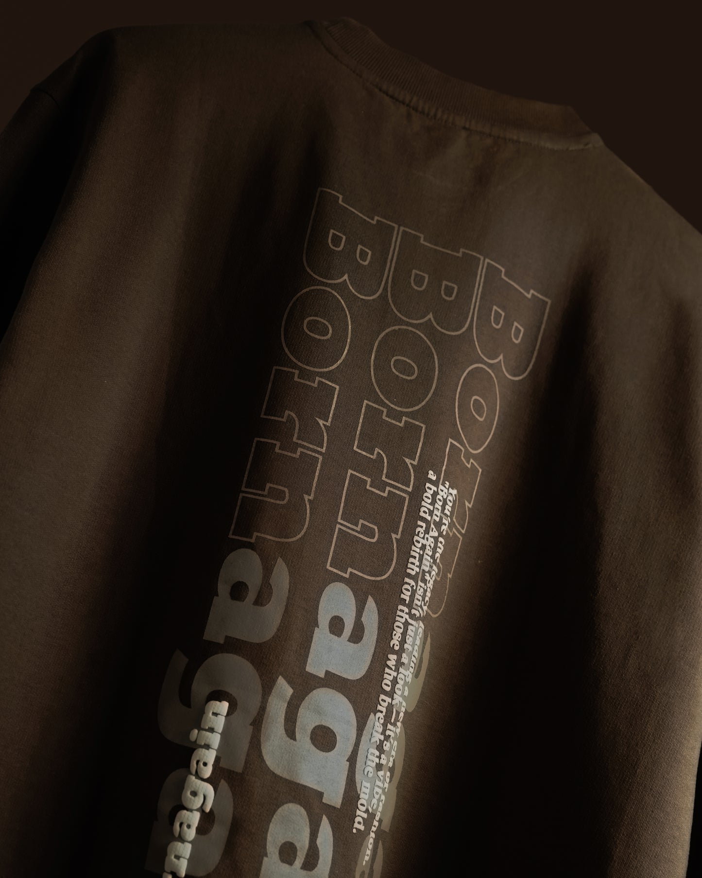 Born Again - Oversized Drop Shoulder T-Shirt - Cafe Brown