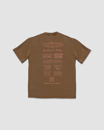 Acid Wash Oversized Drop Shoulder T-Shirt - Brown Bear